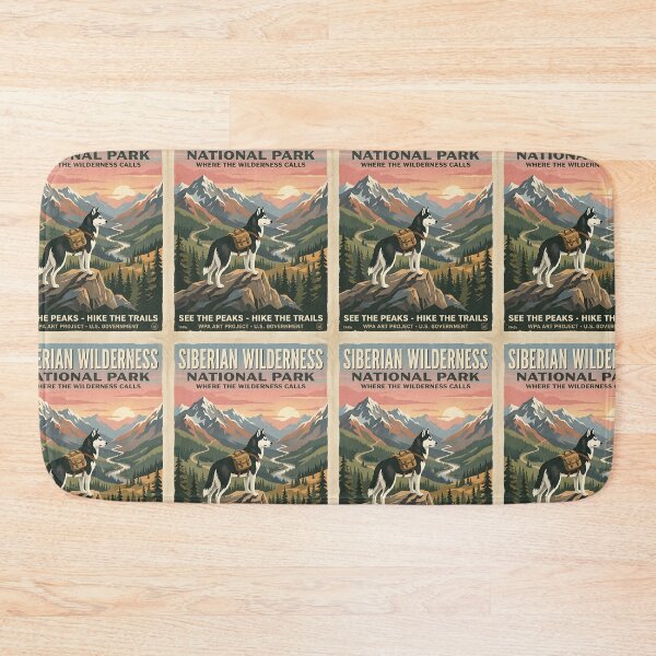 Item preview, Husky Mountain Hiker - Vintage Travel Poster designed and sold by PictoVibe.