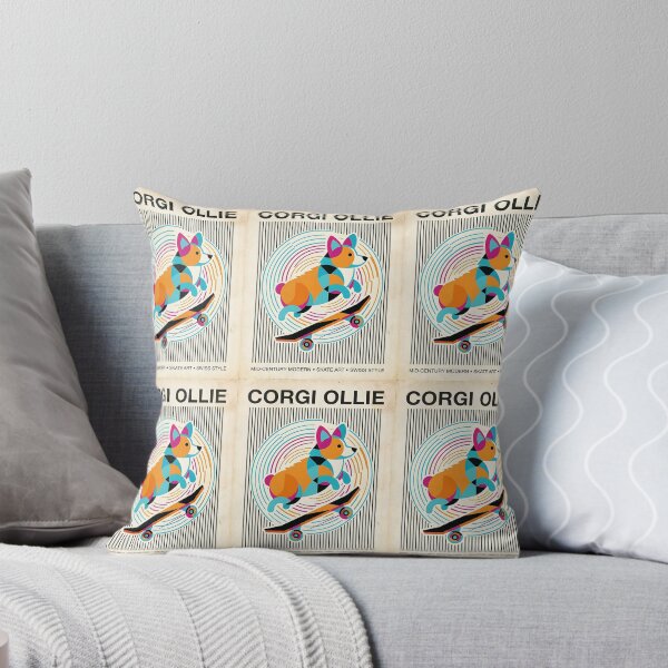 Item preview, Corgi Skateboarder - Retro Geometric Poster designed and sold by PictoVibe.
