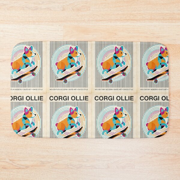 Item preview, Corgi Skateboarder - Retro Geometric Poster designed and sold by PictoVibe.