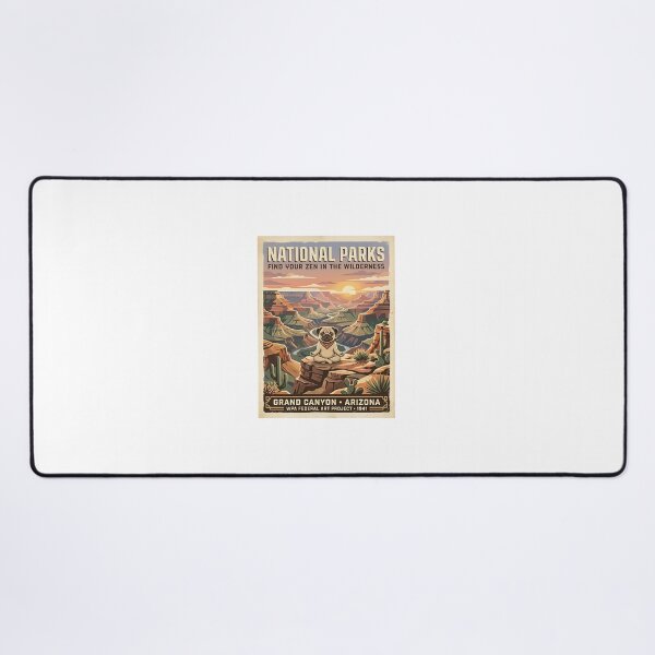Item preview, Pug Yoga Master - Vintage Desert Poster designed and sold by PictoVibe.