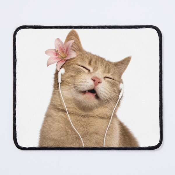 Item preview, Cat wearing earbuds designed and sold by MusicKitty.