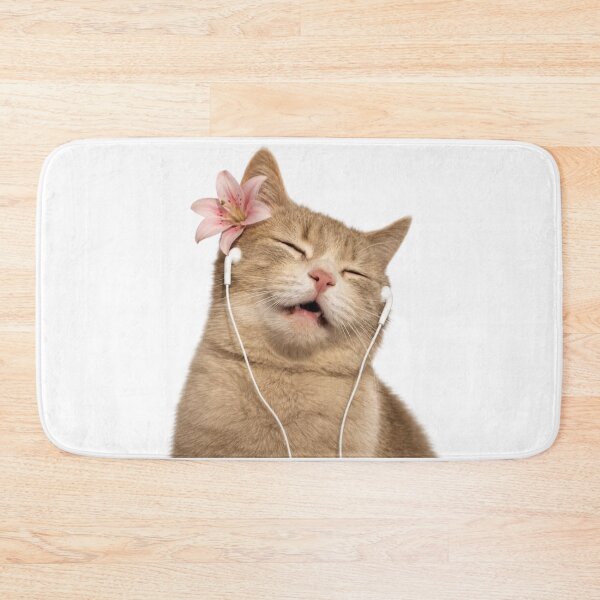 Item preview, Cat wearing earbuds designed and sold by EmeraldOcean.