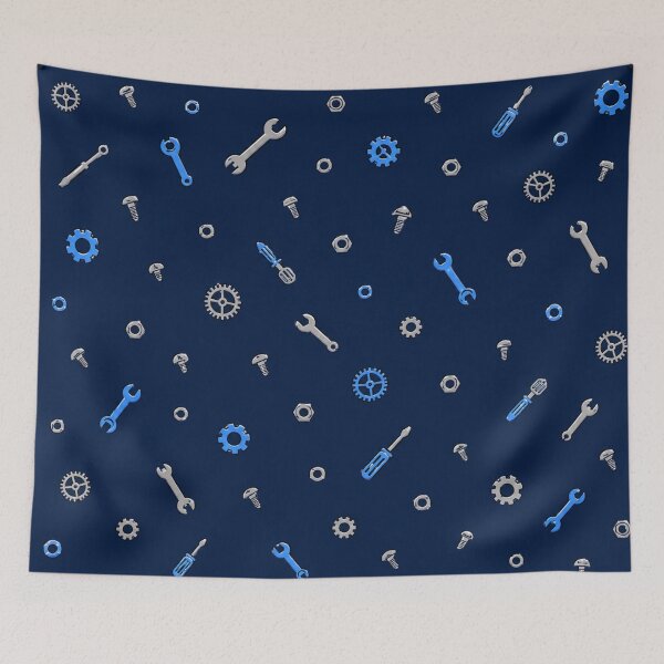 Item preview, Tools and Gears – Navy Blue Mechanical Pattern designed and sold by HO•Designs.
