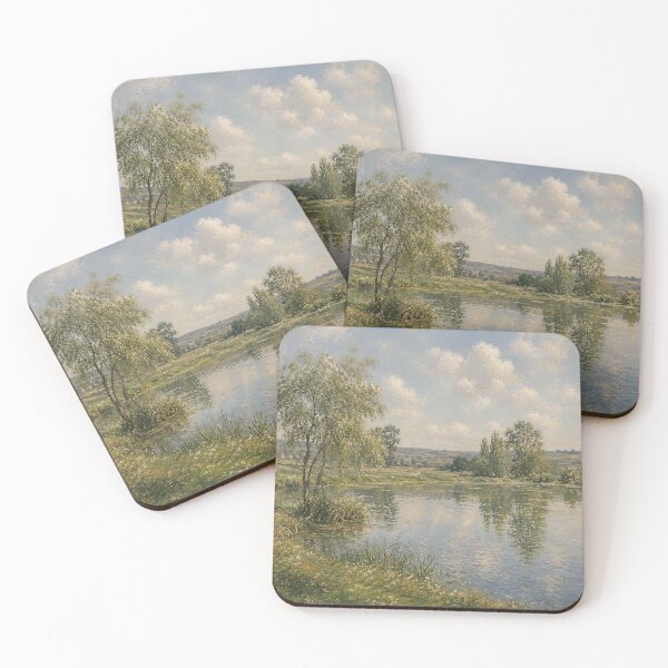 Item preview, Impressionist River Landscape – Peaceful Countryside Water Reflection Art designed and sold by GutyzDesignsES.