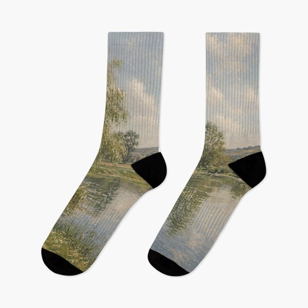 Item preview, Impressionist River Landscape – Peaceful Countryside Water Reflection Art designed and sold by GutyzDesignsES.
