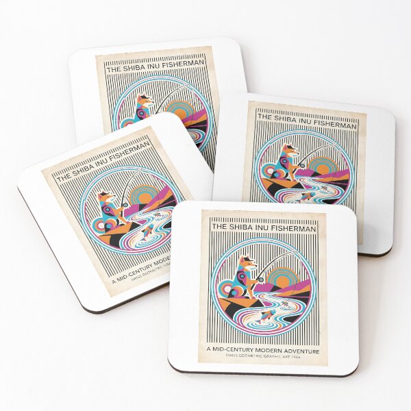 Item preview, Shiba Inu Fisherman - Retro River Poster designed and sold by PictoVibe.