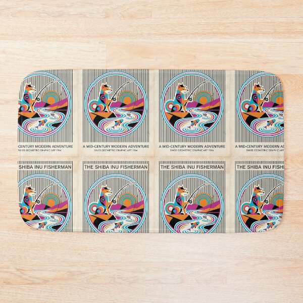Item preview, Shiba Inu Fisherman - Retro River Poster designed and sold by PictoVibe.