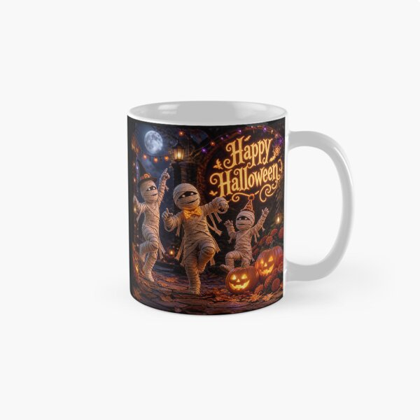 Item preview, Happy Halloween Dancing Mummies and Pumpkins 3D Art designed and sold by MargaretPolanco.