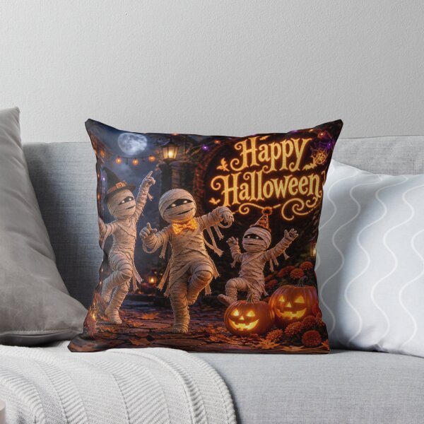 Item preview, Happy Halloween Dancing Mummies and Pumpkins 3D Art designed and sold by MargaretPolanco.