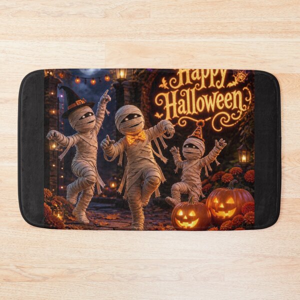 Item preview, Happy Halloween Dancing Mummies and Pumpkins 3D Art designed and sold by MargaretPolanco.