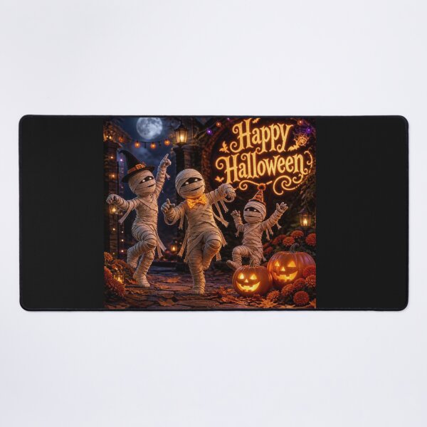 Item preview, Happy Halloween Dancing Mummies and Pumpkins 3D Art designed and sold by MargaretPolanco.