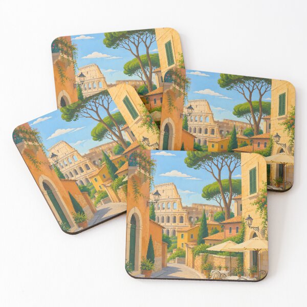 Item preview, Rome Street Scene with Colosseum – Italian Cityscape Travel Art Print designed and sold by GutyzDesignsES.