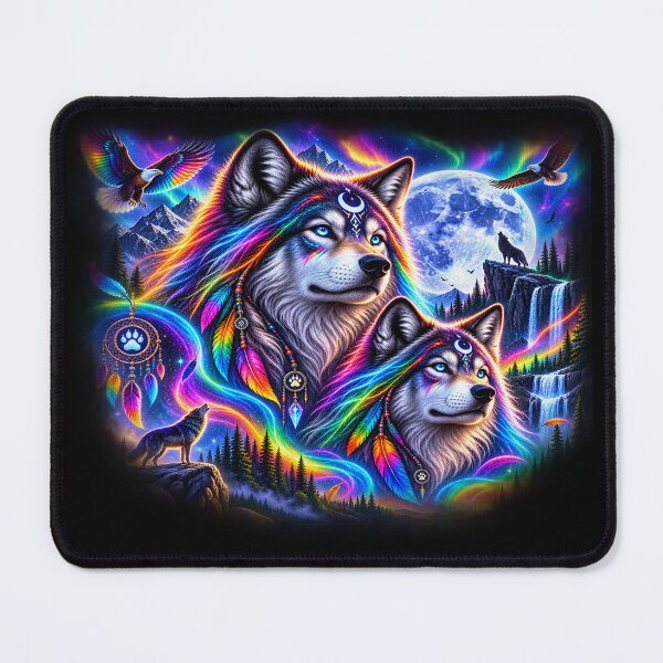 Item preview, Rainbow Wolves – Guardians of the Magical Aurora designed and sold by TroviTutto.