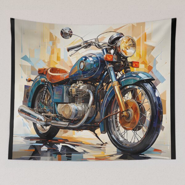 Item preview, Vintage Motorcycle Abstract Geometric Art – Retro Cafe Racer Illustration designed and sold by GutyzDesignsES.