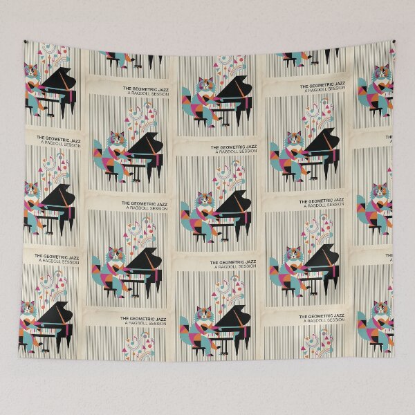 Item preview, Ragdoll Cat Pianist - Retro Music Poster designed and sold by PictoVibe.