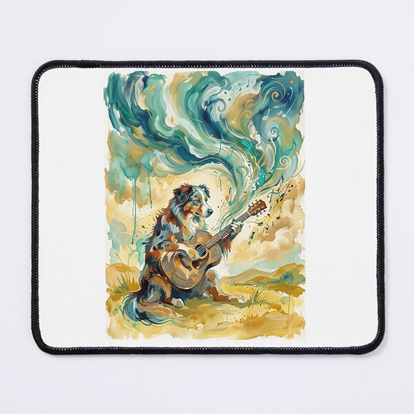 Item preview, Australian Shepherd Guitarist - Abstract Music Art designed and sold by PictoVibe.