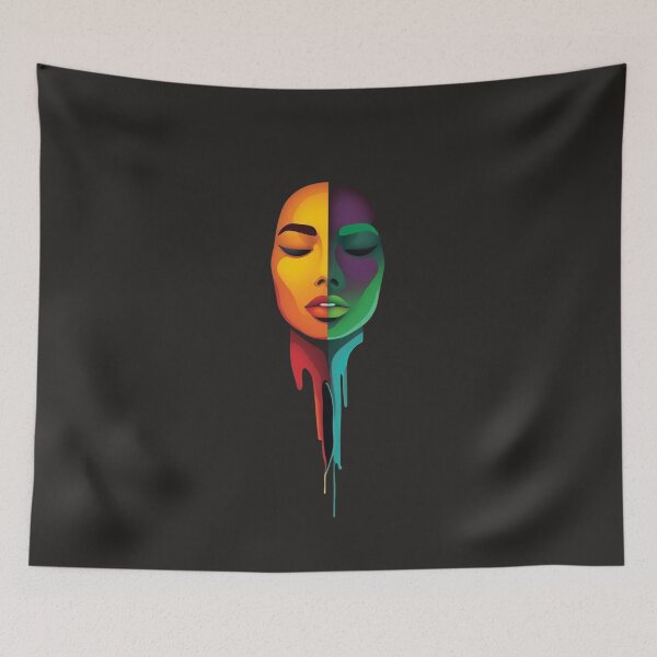 Item preview, Split Neon Pop Art Woman Face designed and sold by MargaretPolanco.