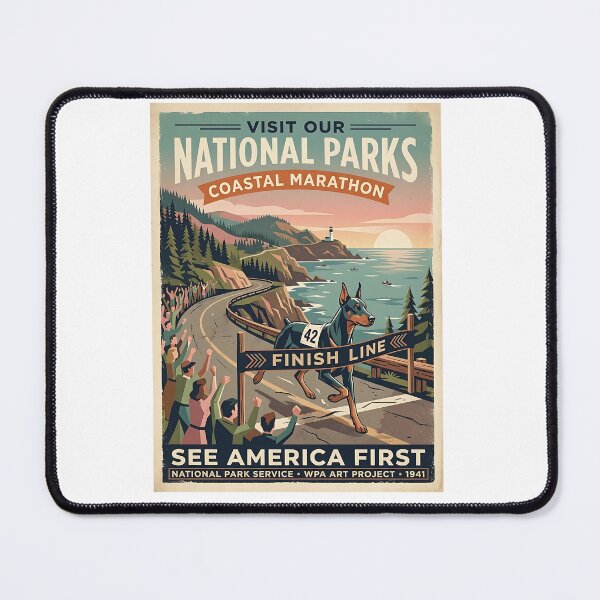 Item preview, Doberman Marathon Runner - Vintage Race Poster designed and sold by PictoVibe.