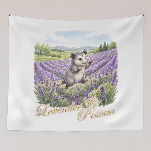 Item preview, Lavender Possum – Cute Possum in a Purple Lavender Field designed and sold by LOVEARTDESIGN.