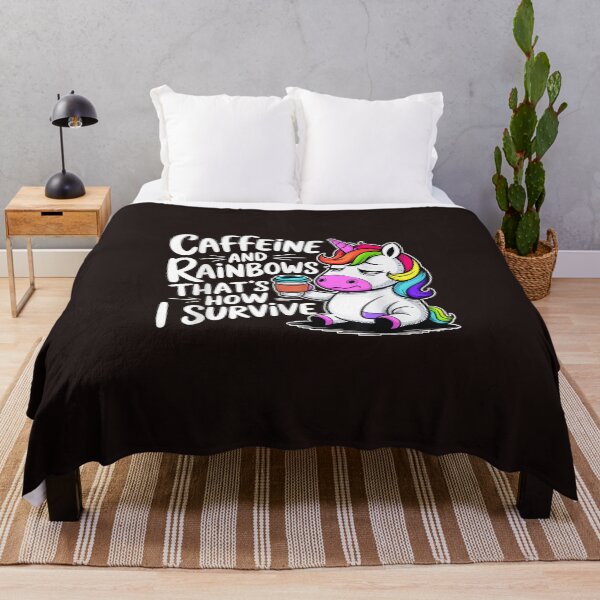 Item preview, Caffeine and Rainbows Thats How I Survive Tired Unicorn designed and sold by mari-kayden.