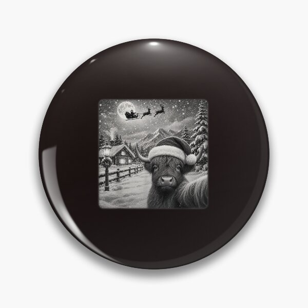 Item preview, Funny Christmas Highland Cow Santa Hat Sleigh Full Moon Winter designed and sold by mari-kayden.