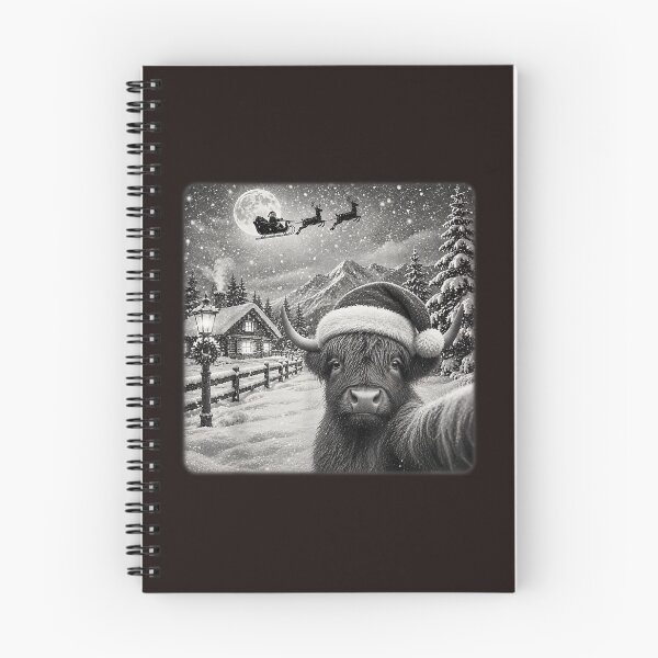 Item preview, Funny Christmas Highland Cow Santa Hat Sleigh Full Moon Winter designed and sold by mari-kayden.