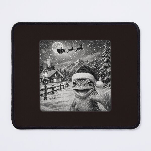 Item preview, Funny Christmas Frog Santa Hat Sleigh Full Moon Winter Snowy designed and sold by mari-kayden.