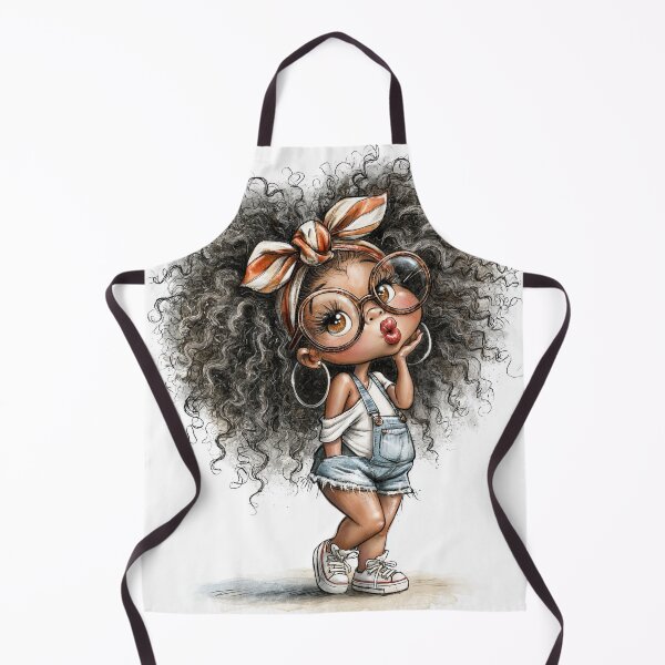 Item preview, Cute Afro Girl Denim Overalls Glasses Watercolor - White designed and sold by CurrentPhase.
