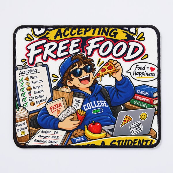 Item preview, Currently Accepting Free Food – Funny College Student Humor designed and sold by sketchicos.