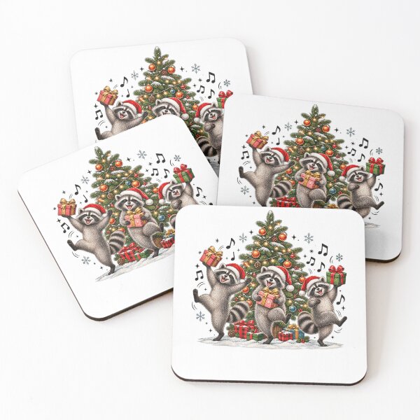 Item preview, Funny Dancing Christmas Raccoons Around Tree Holiday designed and sold by mari-kayden.
