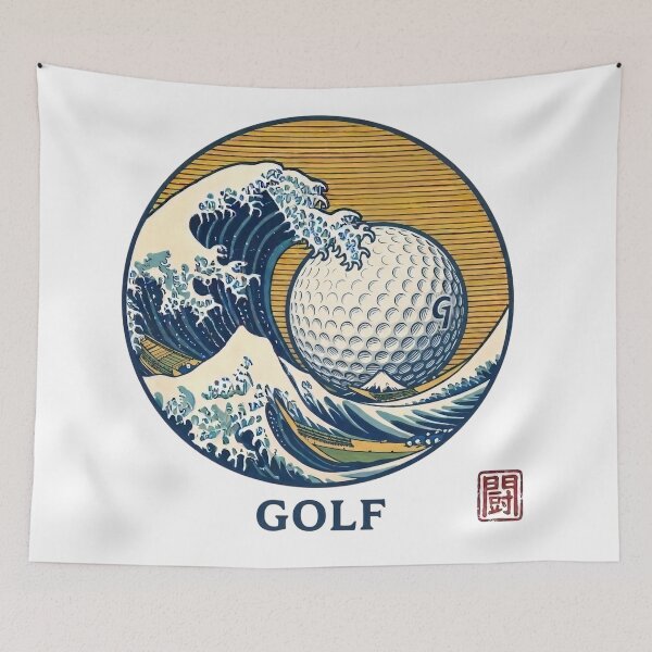Item preview, The Great Wave Golf - Japanese Ukiyo-e Wave and Golf Ball Vintage Art designed and sold by SakuraJapanArt.