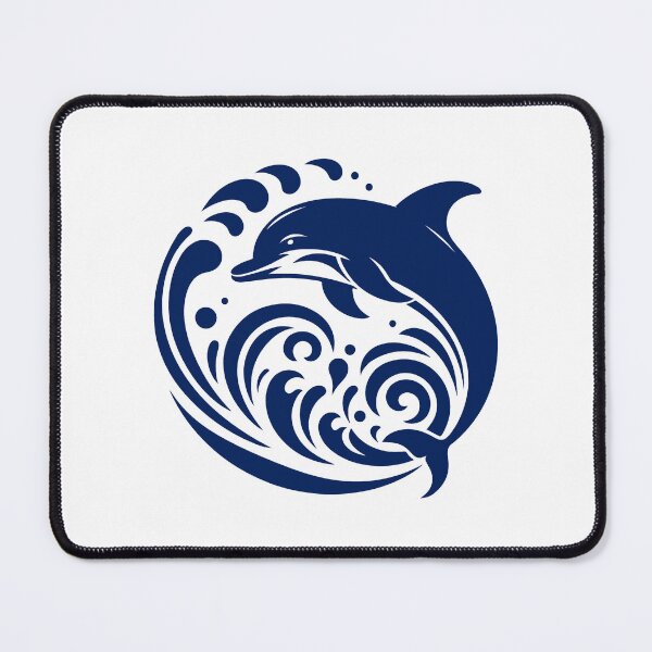 Item preview, Navy Blue Tribal Dolphin Wave Design designed and sold by pattern-archive.