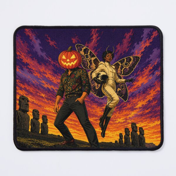 Item preview, Headless Horseman Moth Queen Duo - Retro Halloween Fantasy Art designed and sold by TheHorsemanRidesAgain.