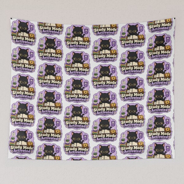 Item preview, Study Mode Activated Cute Cat Sticker Back to School Student Gift designed and sold by RedRubyBubble.