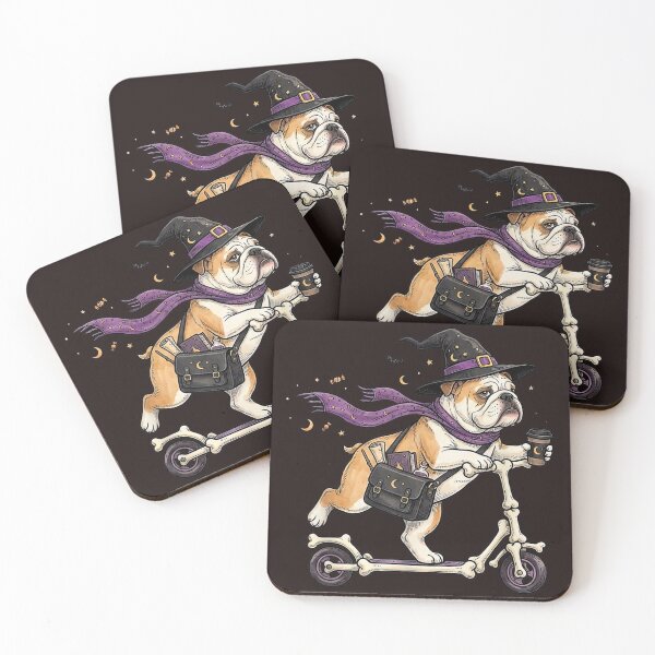 Item preview, English Bulldog Witch Riding Scooter Halloween Coffee Dog Lover designed and sold by mari-kayden.