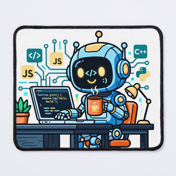 Artikelvorschau, Niedlicher Programmierroboter trinkt Kaffee – Geschenkaufkleber für Programmierer entworfen und verkauft von Ouf92.