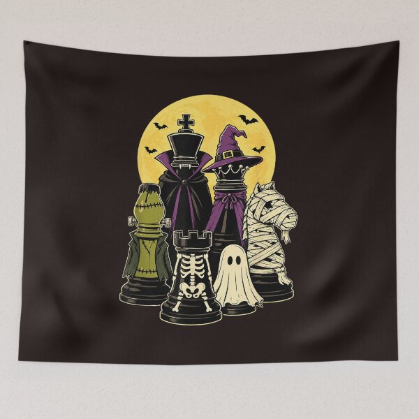 Item preview, Halloween Chess Pieces Spooky Monsters Chess Player Full Moon designed and sold by mari-kayden.