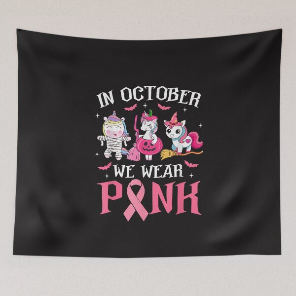 Item preview, In October We Wear Pink Breast Cancer Halloween Unicorn Ribbon designed and sold by kiralynstration.