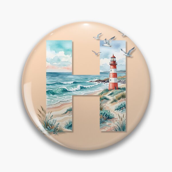 Item preview, Coastal Initial H Lighthouse by the Beach Monogram Ocean Design designed and sold by Sea Gem.