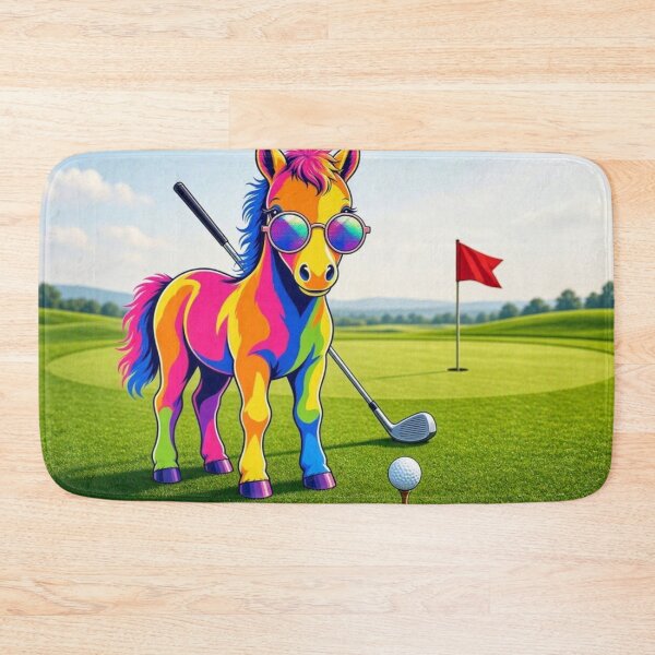 Item preview, Tugy the Rainbow Horse Playing Golf designed and sold by Breezes-of-Ida.