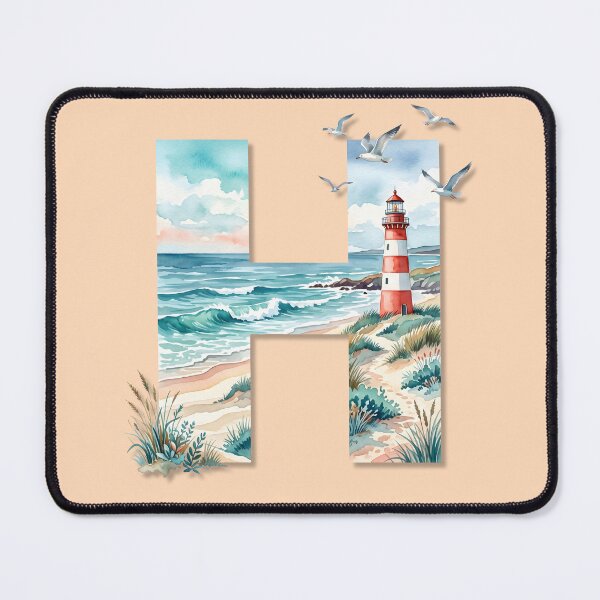 Item preview, Coastal Initial H Lighthouse by the Beach Monogram Ocean Design designed and sold by Sea Gem.