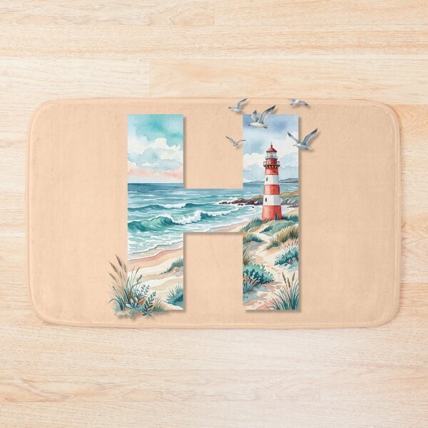 Item preview, Coastal Initial H Lighthouse by the Beach Monogram Ocean Design designed and sold by Sea Gem.