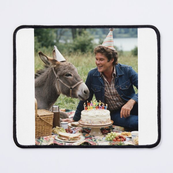 Item preview, David hasselhoff Donkey picnic donkeys animal pet nature meme memes funny parody christmas birthday  designed and sold by CheeseBlueprint.