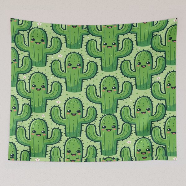 Item preview, Interlocking cartoon cactus with faces pattern designed and sold by Solomon-Ent-144.