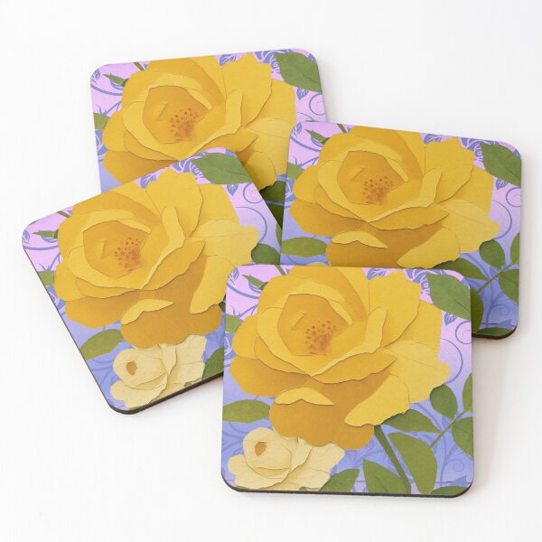 Item preview, Yellow Rose Paper Art O'Keeffe Inspired Purple Background designed and sold by InkyCorvid.