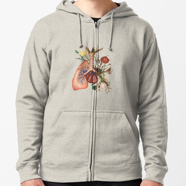 ♡ flower lung ♡ Zipped Hoodie