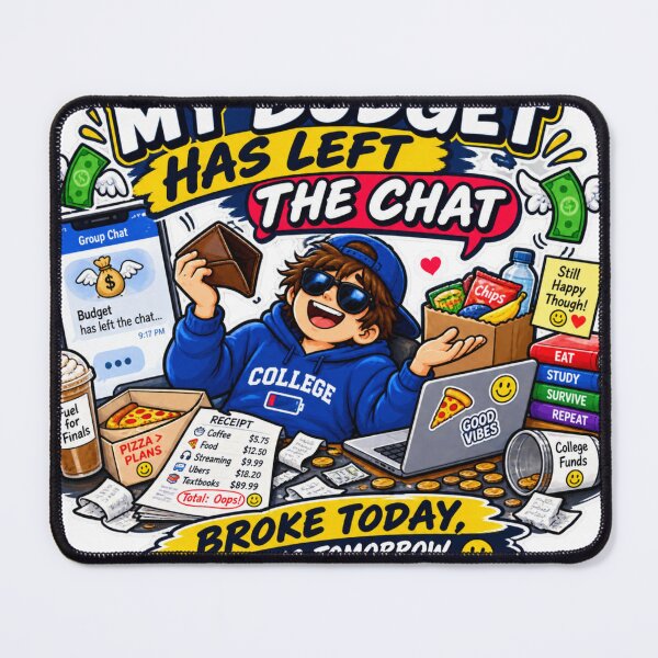 Item preview, My Budget Has Left the Chat – Funny College Student Money Humor designed and sold by sketchicos.