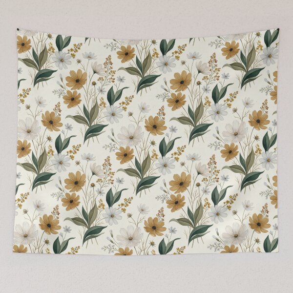 Item preview, Vintage Boho Mustard Yellow Farmhouse Floral designed and sold by arteresting-art.