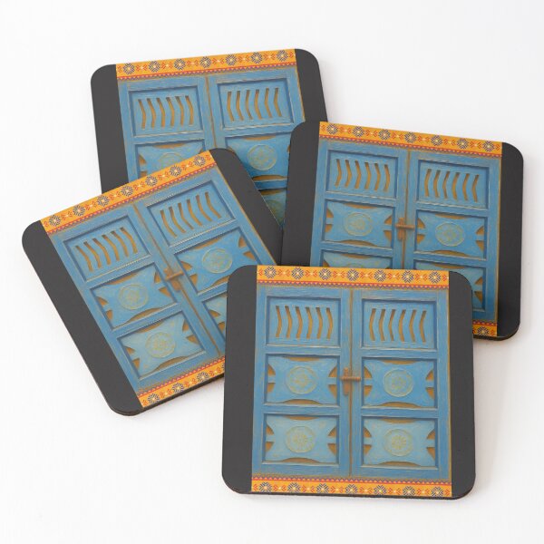 Item preview, Southwest Architecture New Mexico Geometric Blue and Orange designed and sold by InkyCorvid.