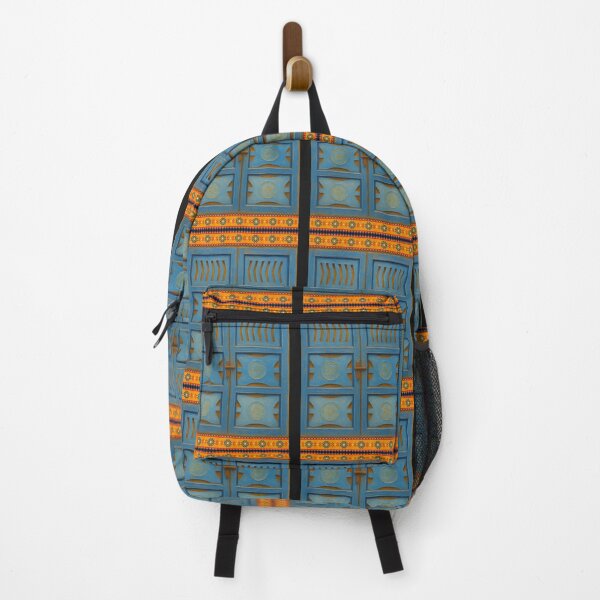 Item preview, Southwest Architecture New Mexico Geometric Blue and Orange designed and sold by InkyCorvid.